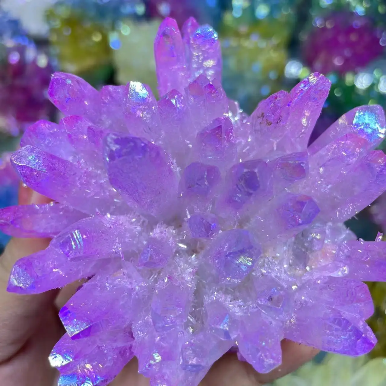 

Натуральный кристалл розовый Гальваническая обработка декоративный Дом ретро камень дизайн украшения