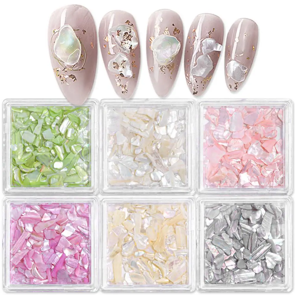 

Nail Art Shell Flakes 6 Colors Nails Abalone Shell Fragments Texture Nail Art Slices Decoration 3D Charms DIY Beauty Salon Tool