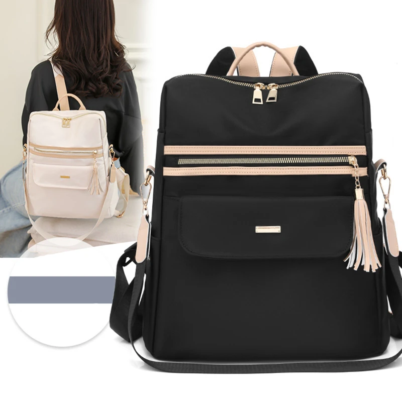 

Casual Oxford Backpack Women Waterproof School Bag Quality Ladies Travel Bag Solid Color Multiple Pockets Backpack Female