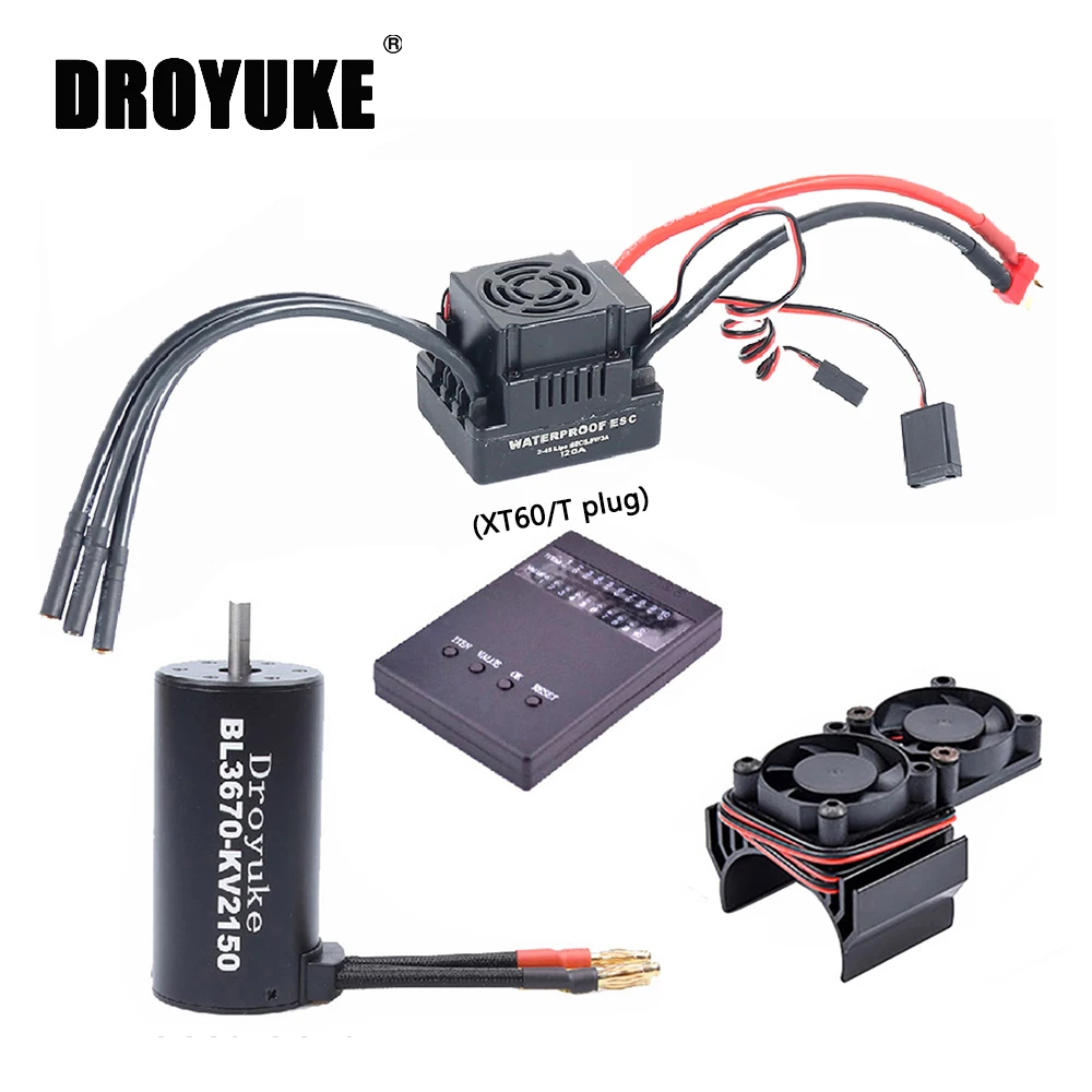 

Waterproof 3660 3300KV/3800KV&3670 2150KV/2650KV Brushless Motor 80A / 120A XT60/T plug Brushless ESC Combo for 1/8 1/10 RC Car