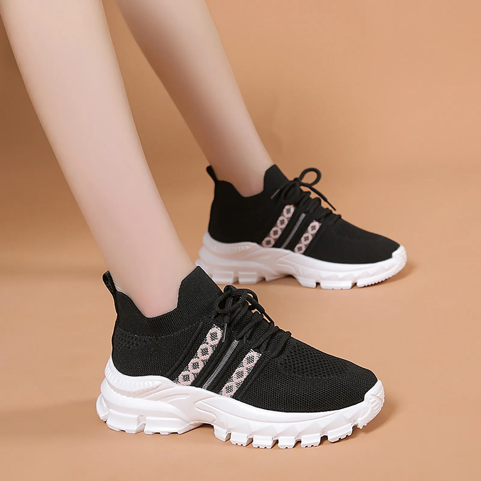 

Обувь на платформе со шнуровкой; Женские кроссовки высокого качества на толстой подошве; Модная спортивная обувь; Удобные женские кроссовки с цветными вставками