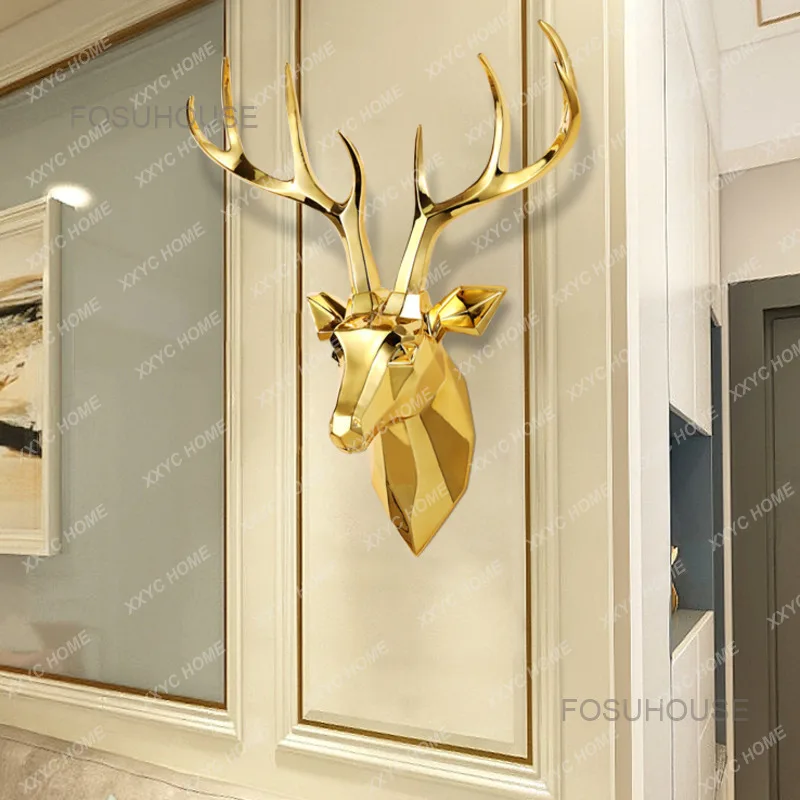 

Роскошный настенный декор с золотой головой оленя, подвесное украшение, Скандинавская настенная декорация, фон для гостиной, Настенный декор, подвеска для крыльца