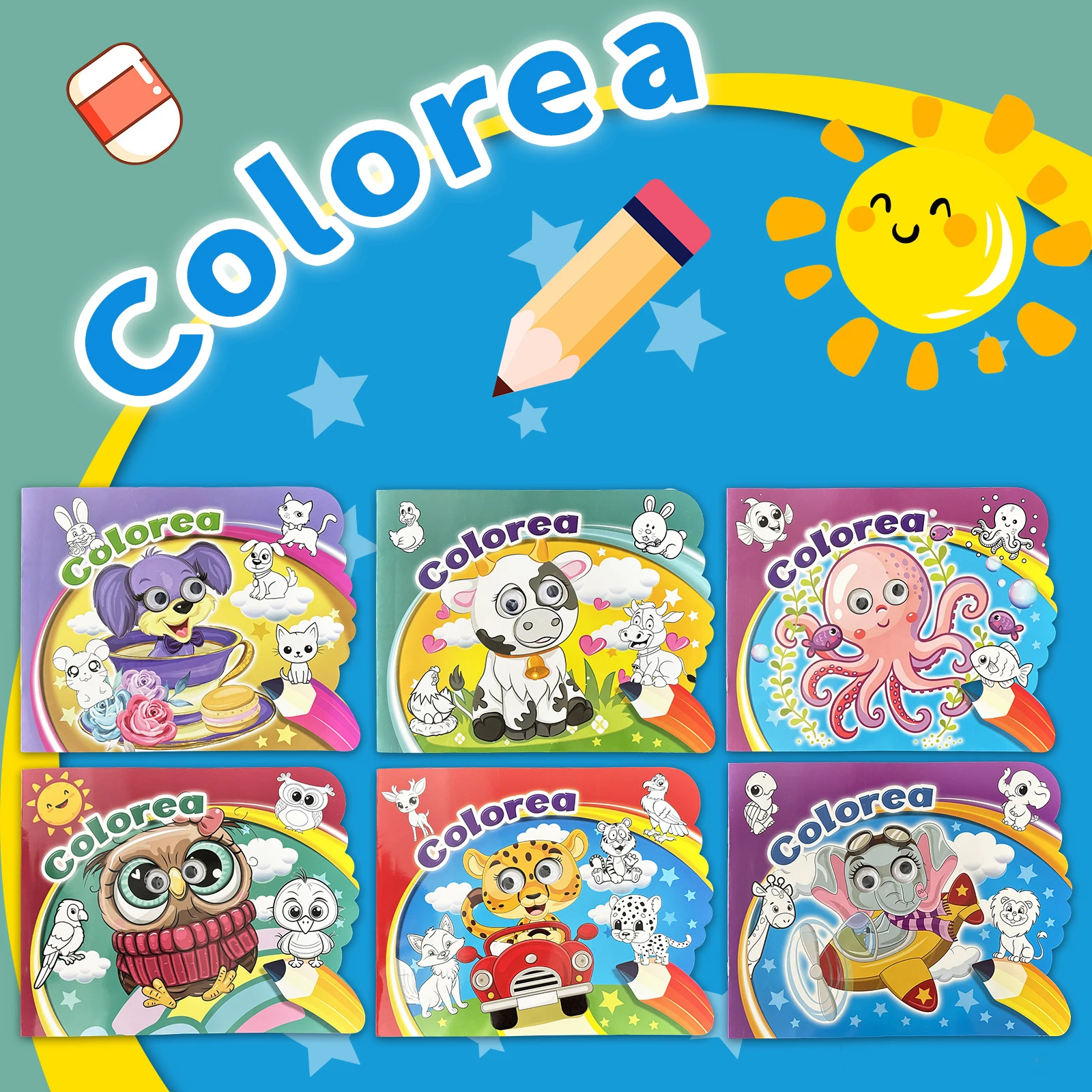 Детская книжка-раскраска с большими глазами цветные книги для рисования