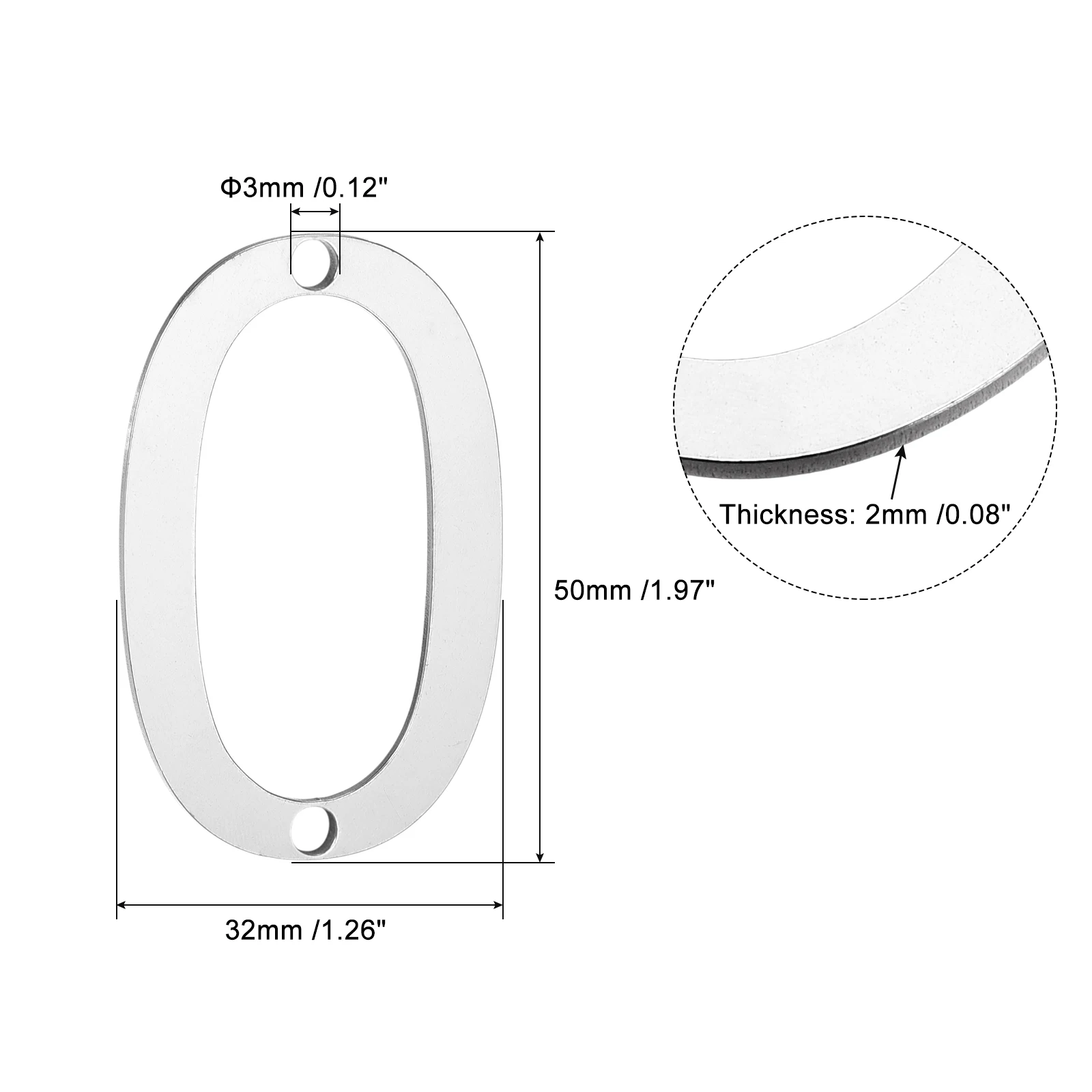 Uxcell 2 дюйма 304 полировка номера дома из нержавеющей стали для почтового ящика