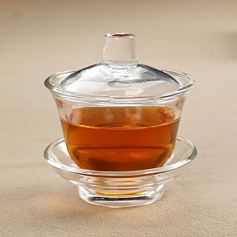 

[GRANDNESS] Borosilicate Heat-resistant Mouth-blown Clear Glass Gaiwan Middle Size 120ml Chinese Gaiwan