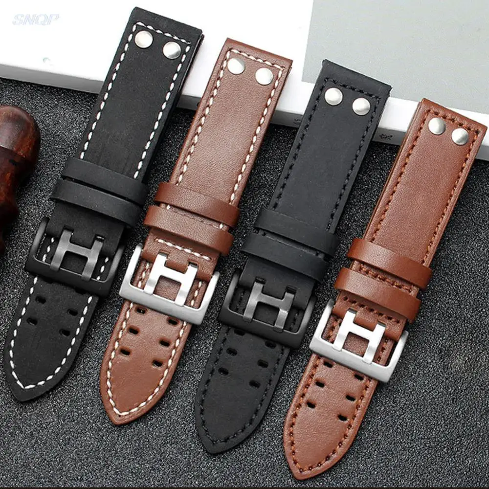 

20mm 22mm Genuine Leather Strap for Hamilton Watch Band Rivet Men Military Pilot Khaki Field Aviation Wrist Bracelet for Seiko