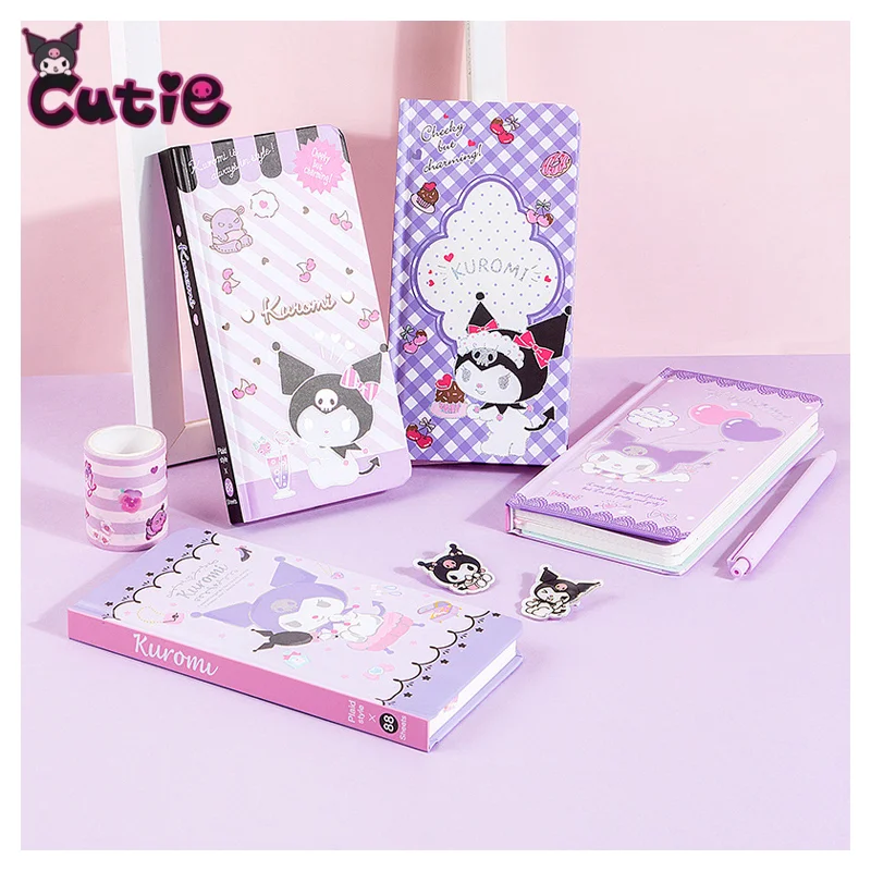 

Cartoon Sanrioed Kuromi Pattern Printing Notebook Kawaii Anime Weekly Planning Book Student Stationery Supplies Handbook 4PCS