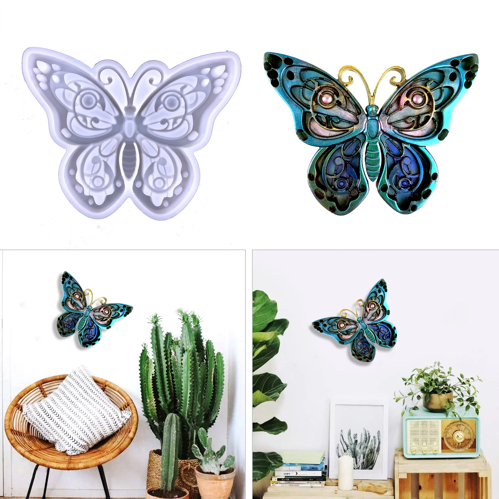 Butterfly Wall Hanging Epoxy Resin Mold DIY Semi Three-dimensional Realistic Butterfly Wall Hanging Ornament Silicone Mold