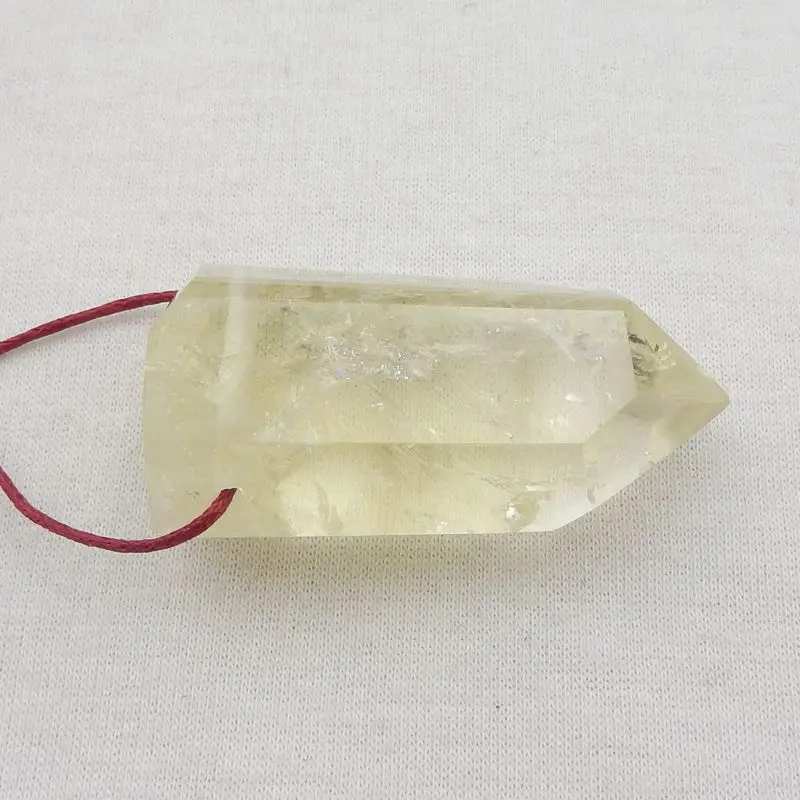 Natural Stone Yellow Quartz Pendant Bead 49x26x19mm 41g Semiprecious Fashion Jewelry Necklace Accessories