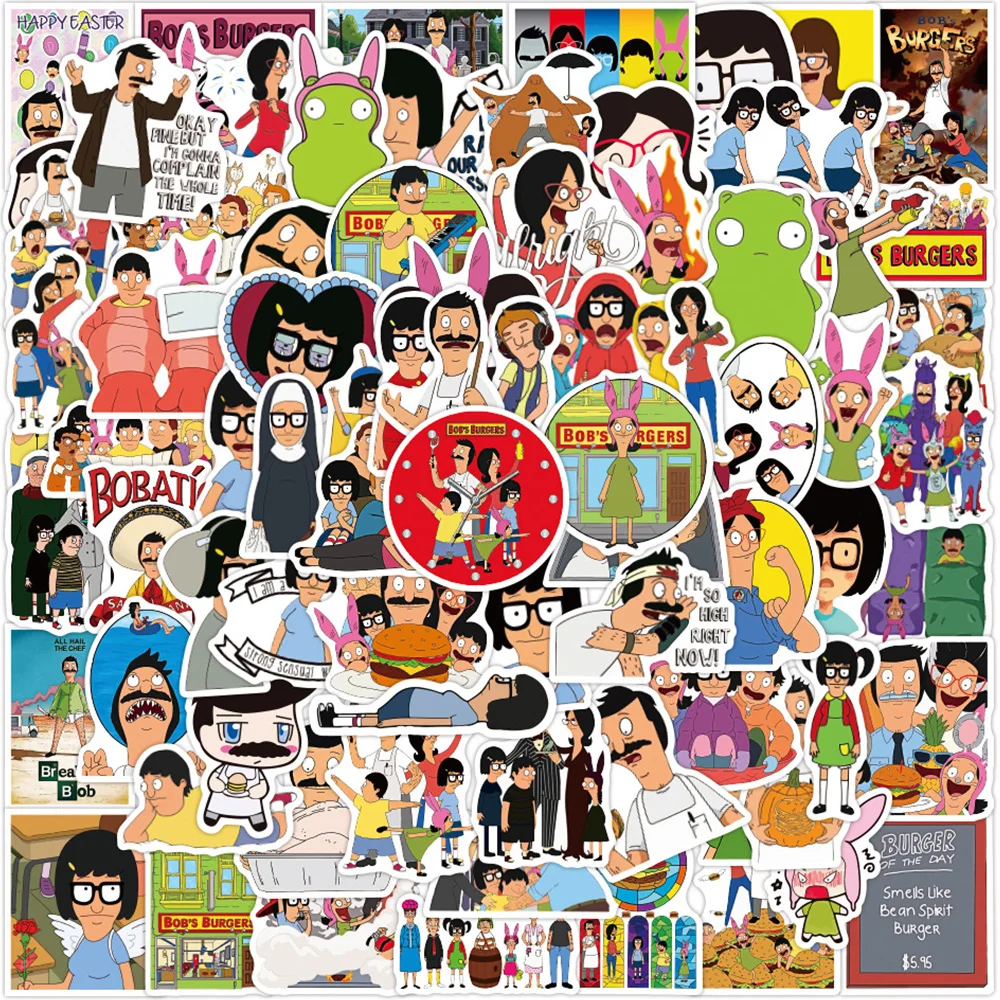 

10/50/100pcs Cartoon Bobs Burgers Stickers DIY Graffiti Laptop Phone Case Skateboard Waterproof Funny Anime Sticker for Kids