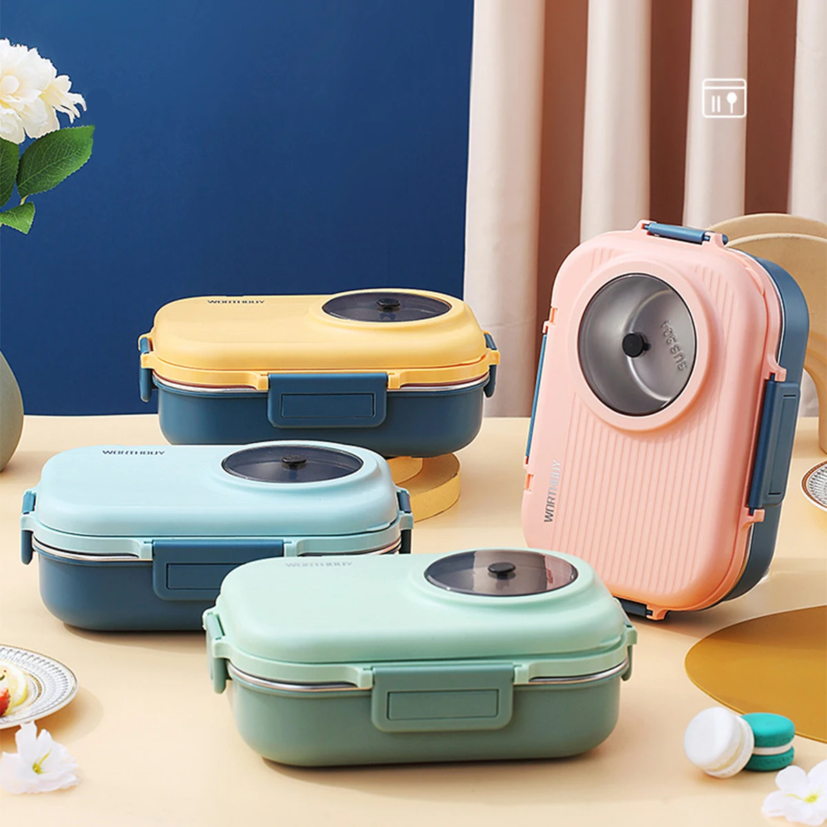 

Контейнер для обедов Bento, мл, герметичный, многоразовый, из нержавеющей стали