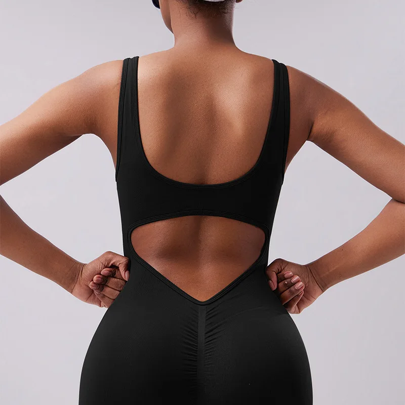 Женский однотонный комбинезон без рукавов для занятий спортом