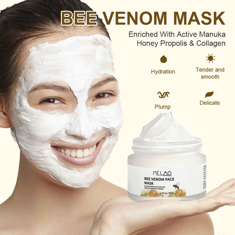 

50ml Organic Bee Venom Clay Mask Moisturizing Nourishing Enriched With Active Manuka Honey Anti Aging Wrinkles Firming Skin Lift