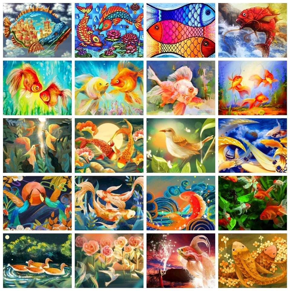 

AZQSD Алмазная вышивка продажа рыбы животное 5d Diy рукоделие алмазная живопись новое поступление озеро река подарок ручной работы домашний декор