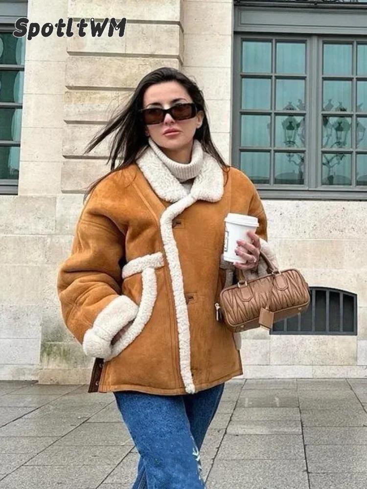 Женское пальто из овечьей шерсти с длинным рукавом и боковыми пуговицами