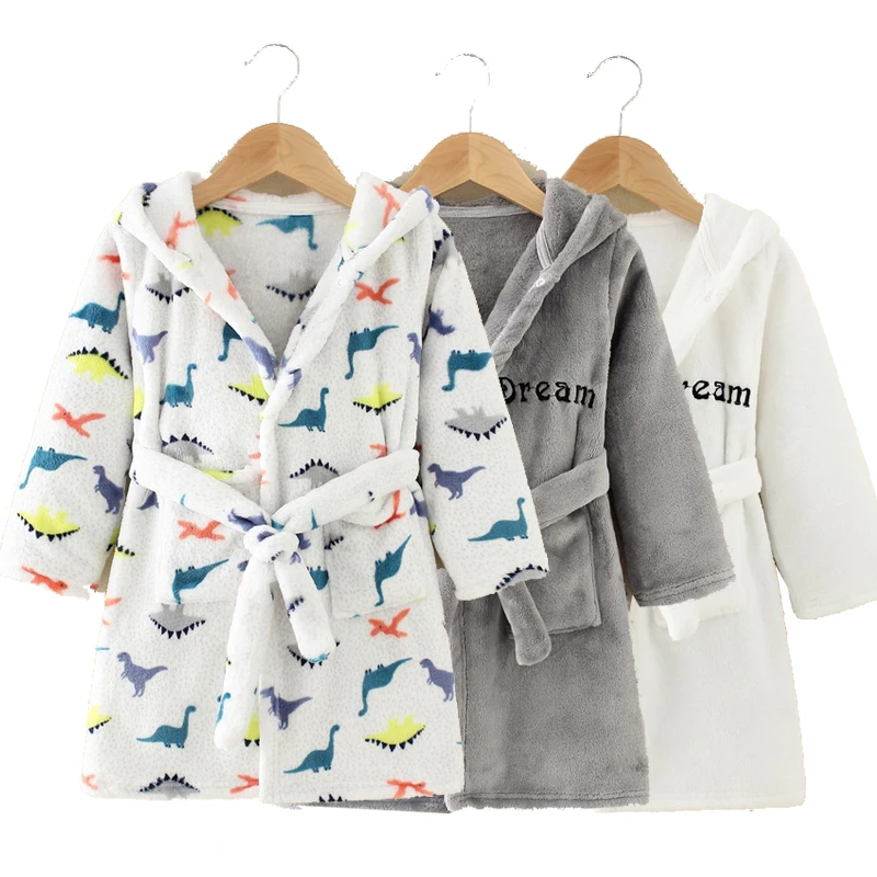 

2 6 8 Years Robe Children Bath Robe Baby Towel Children's Rainbow Cartoon Hooded Bathrobes for Boys Girls Pajamas Kids Sleepwear