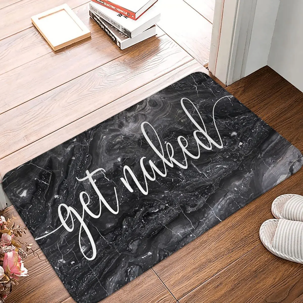 

Get Naked Non-slip Doormat Black Marble Living Room Kitchen Mat Welcome Carpet Indoor Modern Decor