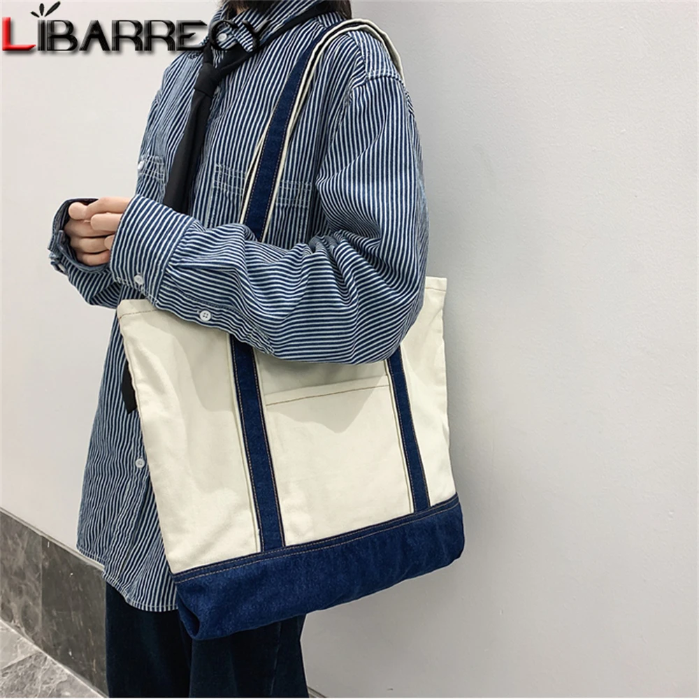 

2022 New High Quality Canvas Ladies Shoulder Bag Fashion Large Capacity Women's Handbag Panelled Design Casual Women Tote Bags
