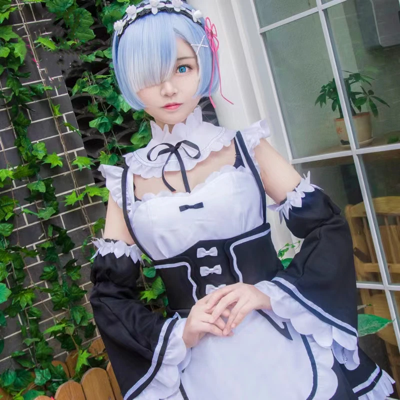 Костюмы для косплея аниме Re Zero Yor платье горничной Рем рам носки волос с
