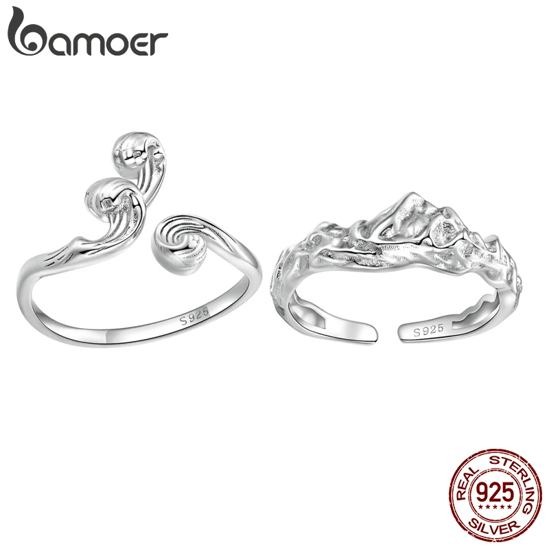 Bamoer Authentic 925 Sterling Silver Hills Rings for Women Eternal Love Couple Ring Fine Jewelry Statement Ring Anniversary Gift