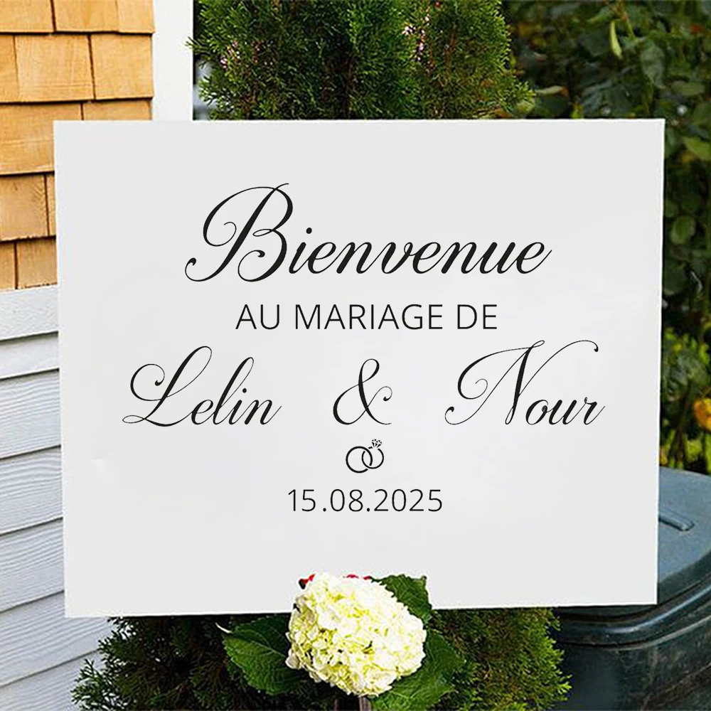 Benvenue Au Mariage De стикер на стену свадебное индивидуальное имя и дата наклейка