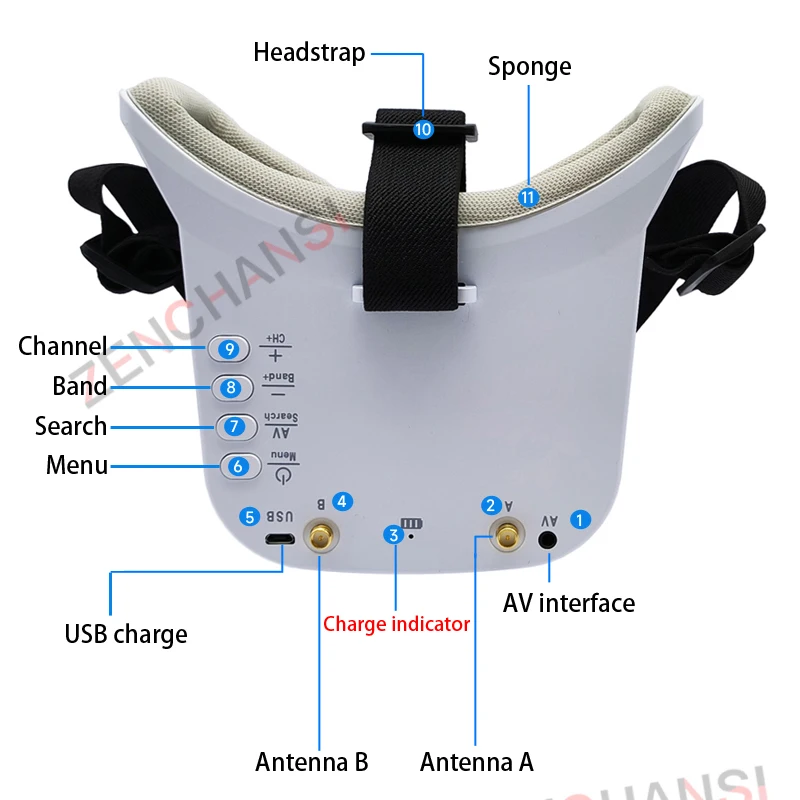 5.8G 48CH Video FPV Goggles Монитор-гарнитура HD и 5 8 ГГц 2 Вт Беспроводной передатчик VTX