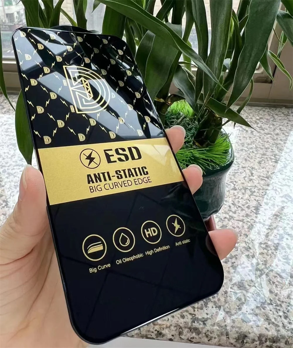 10pcs ESD Anti-Static Tempered Glass Full Cover Screen Protector Film For iPhone 14 Pro Max 13 Mini 12 11 XS XR X 8 7 6 Plus SE