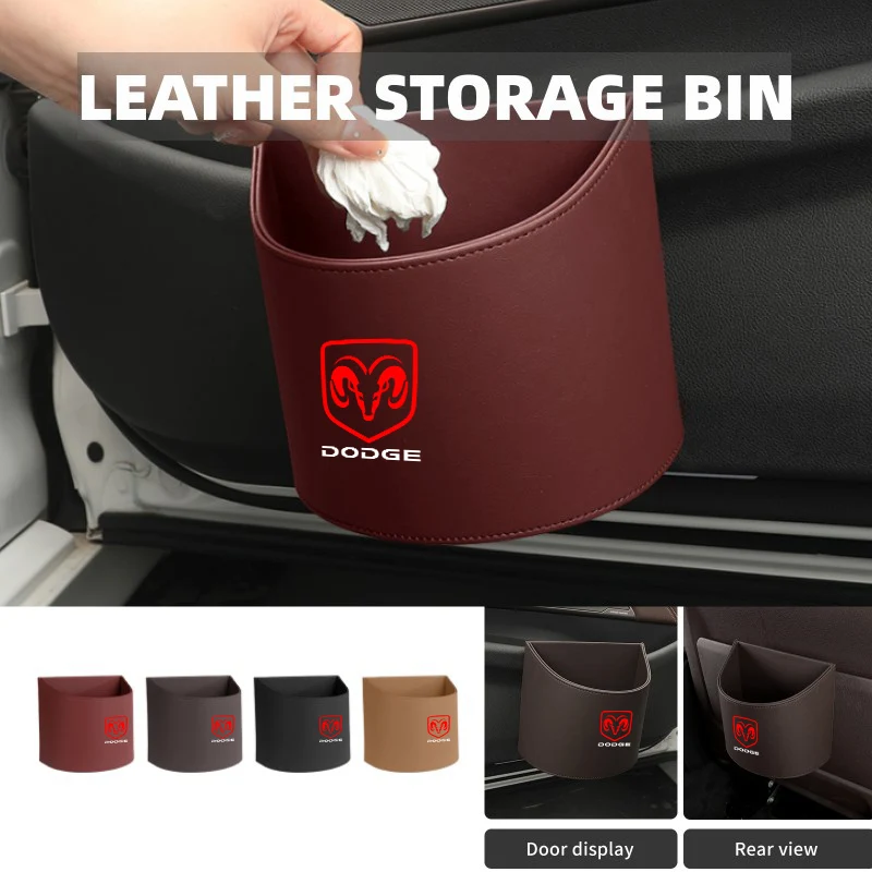 

Leather Car Trash Bin Hanging Garbage For Dodge Journey Charger Challenger Ram 1500 Caliber Durango Avenger Dart Grand Caravan