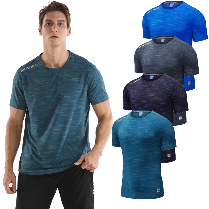 

Summer Breathable Mesh T-shirts Men Sport Stretch Nylon Print Running Quick Dry Fitness Training Tee New Fashion Short Sleeves