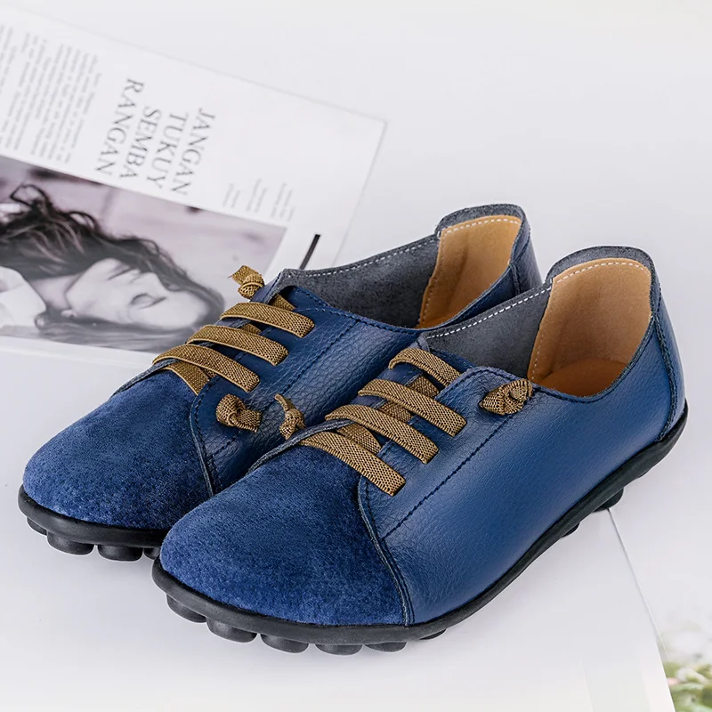 Hot Sale Cheap Women Flat Shoes Size 35-44 Comfortable Casual Shoes Female Lace-Up Leather Shoes for Women Chaussures Plates