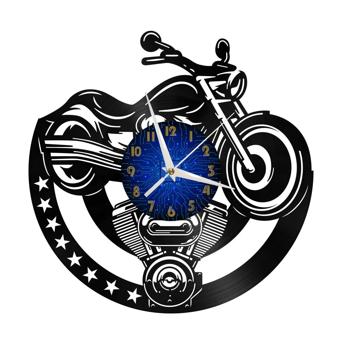 

Motorcycle 6 Vinyl Wall Clock, Vinyl Record Clock Wall Art Black 12 Inch for Living Room Bedroom