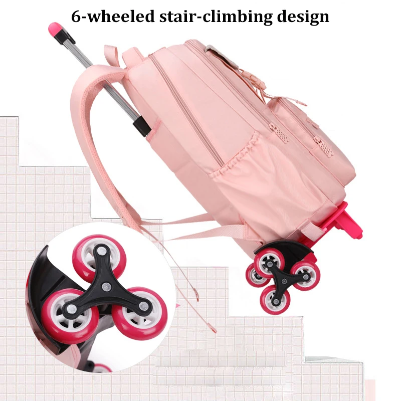 Student Rolling Backpack Climbing Stairs School Bag for Kid Trolley School Backpack for Girl Wheeled Children Suitcase Schoolbag