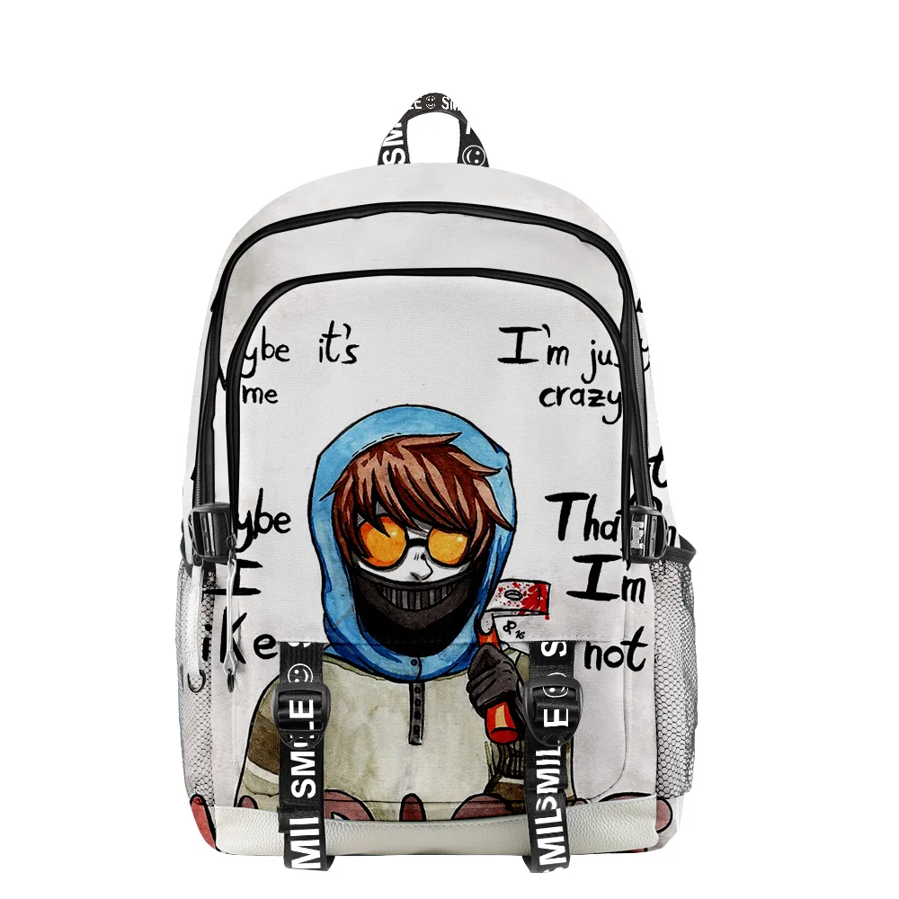 

2021 3D Horror Creepypasta Men Women Backpack Oxford School Bag Fashion Style Teenager Girl Child Bag Travel Backpack