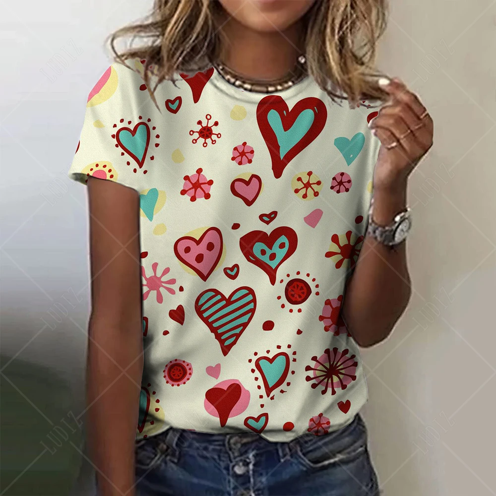 

Fashion Woman T Shirts 3D Print Funny Dots O-Neck Short Sleeve Tees Luxury Female T-shirts Streetwear Y2k Clothing For Girls