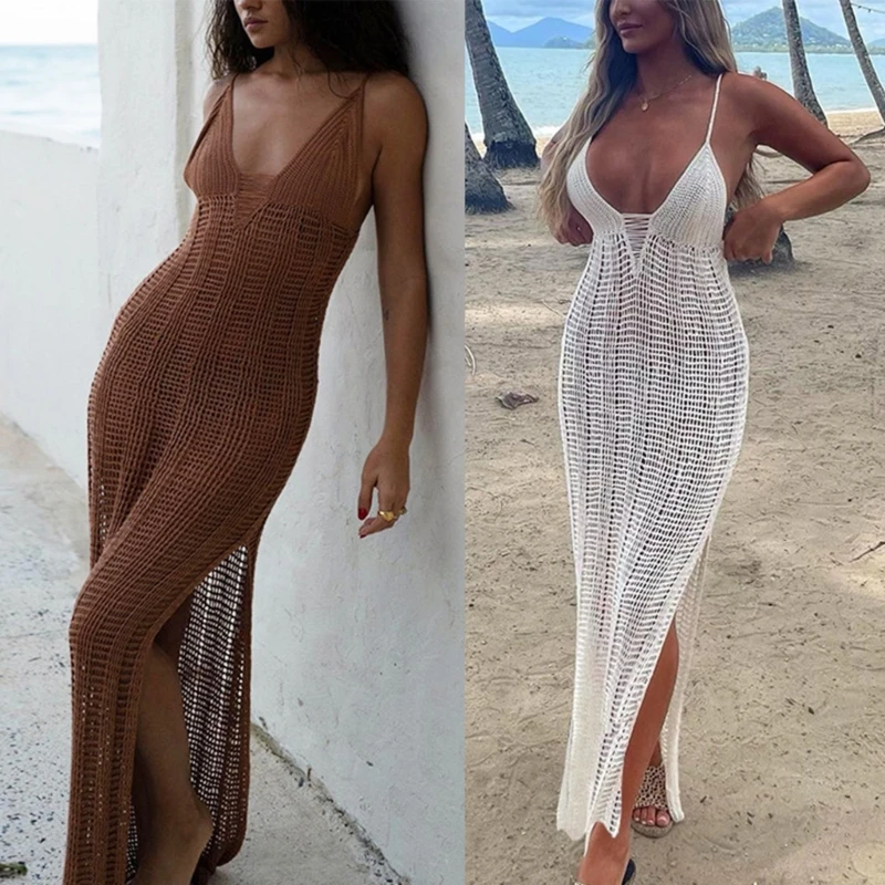 

Женская свободная вязаная накидка, купальник, Пляжное Платье с вырезами, накидки, купальник, Солнцезащитная пляжная одежда, рубашка