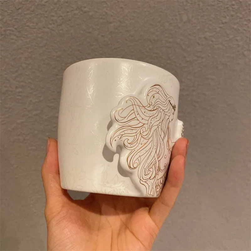

355ml Mermaid Large Coffee Mug Large Ceramics Mark Cup, 12 ounces, Gold Drawing Mermaid кружка kawaii cup taza de porcelana