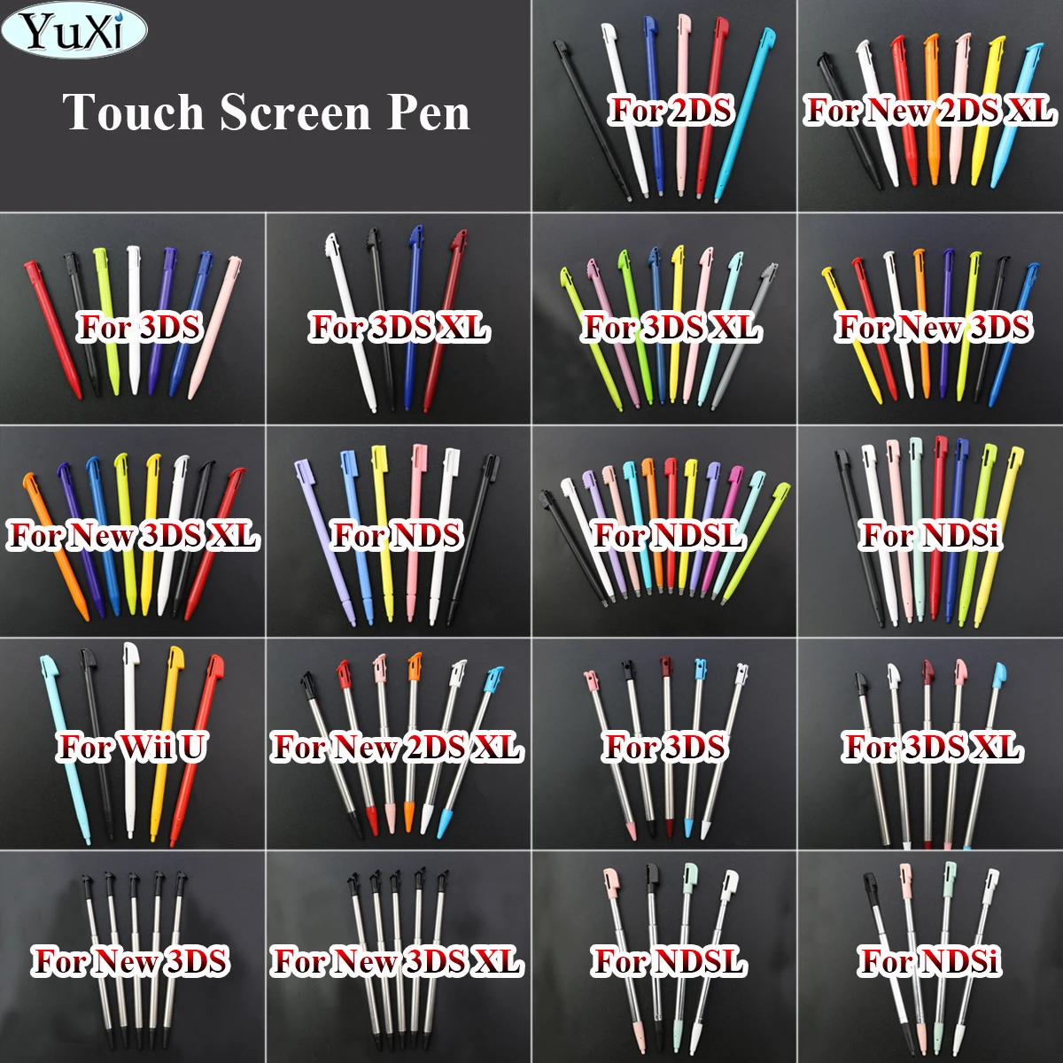 

YuXi Metal Telescopic Stylus Plastic Stylus Touch Screen Pen for Nintend NDSL NDSi for 2DS 3DS New 2DS LL XL New 3DS XL LL Wii