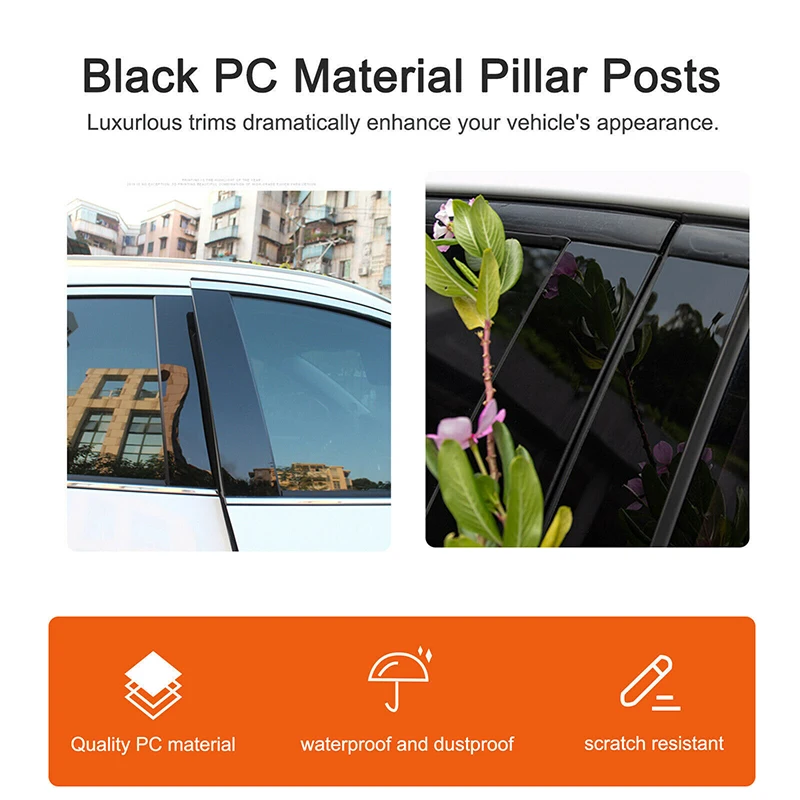 

Glossy Piano Black 8pcs Pillar Posts Car Window Door Decal Sticker Cover Fit for Nissan X-Tail/Rogue 2014-2021