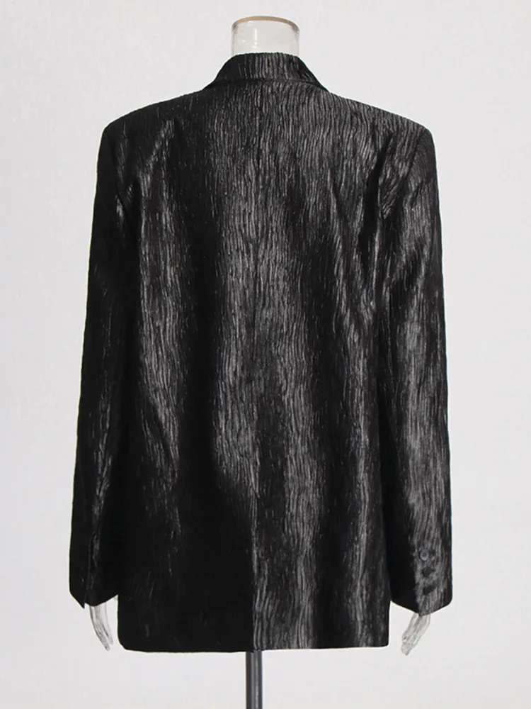 ZMEENNA V-образный вырез двубортный сплошной цвет Текстура ощущения отложной