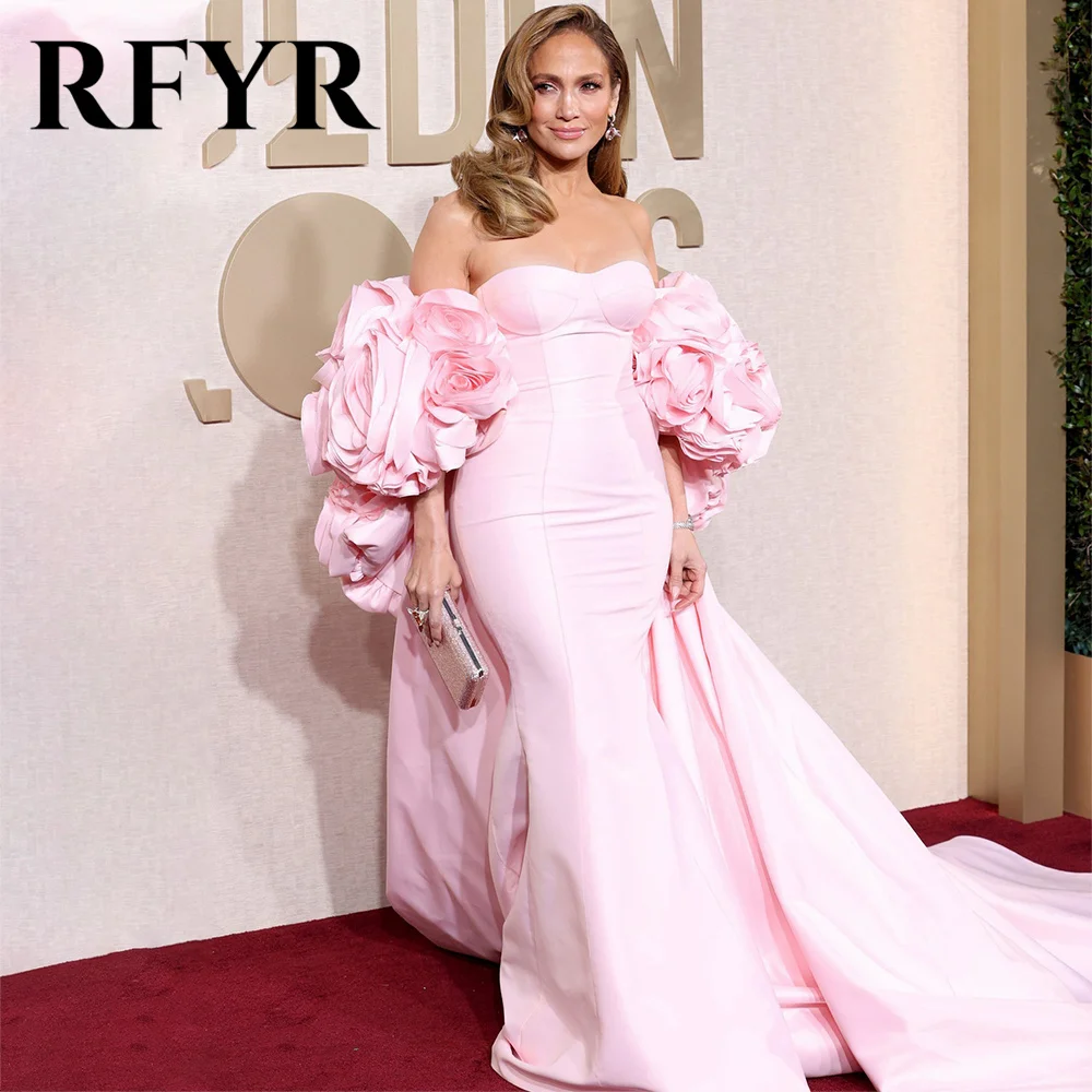 RFYR розовое многослойное женское вечернее платье с оборками и открытыми плечами