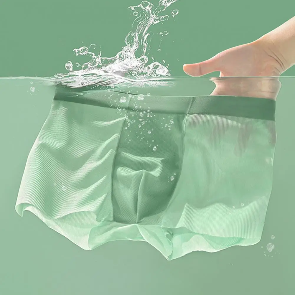 

Men Boxers Thin Breathable Soft Ice Silk Seamless Daily Wear Anti-septic High Elasticity Male Underpants Men Underwear