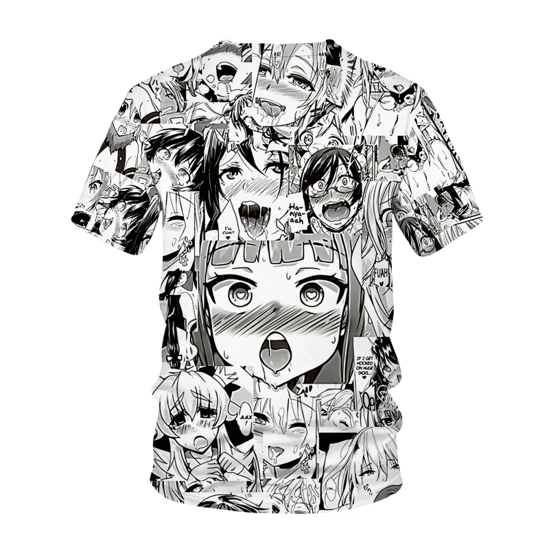 Футболка Ahegao с аниме 3D принтом летняя уличная одежда для мужчин и женщин
