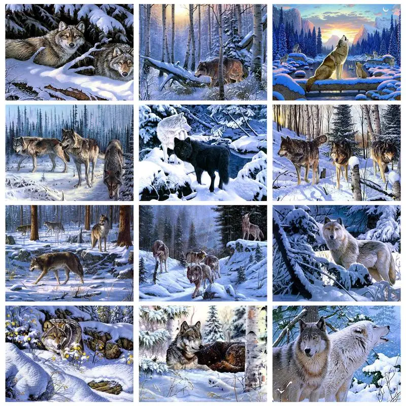 

CHENISTORY Decorative Paint By Numbers Winter Wolve For Adults Home Decors Diy Gift On Canvas Picture Coloring Artwork Handiwork