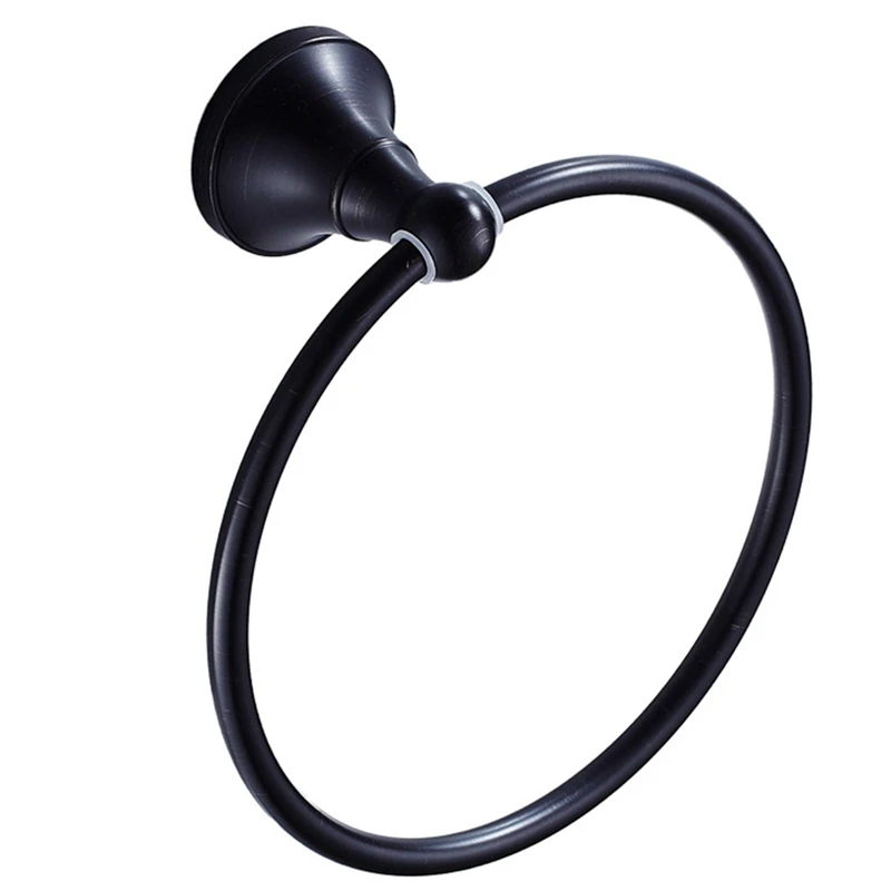 

Bathroom Towel Ring, Round Towel Ring Black Antique Towel Rack Wall Mounted Brass Bathroom Accessories