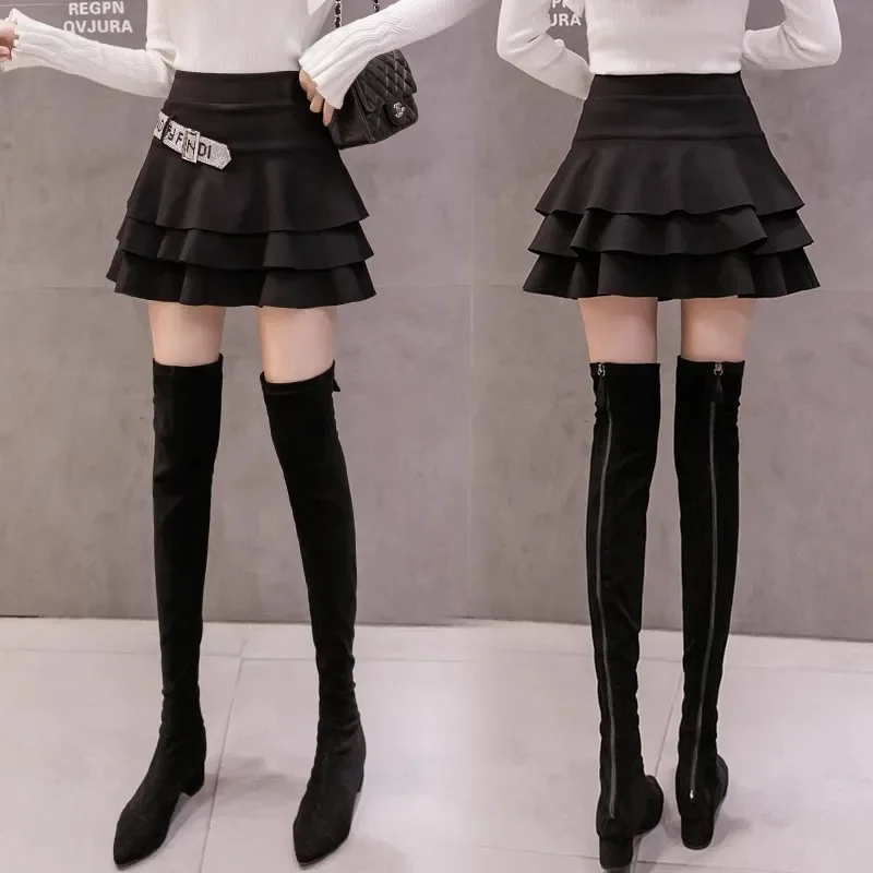 Юбка-трапеция Женская плиссированная с оборками и высокой талией