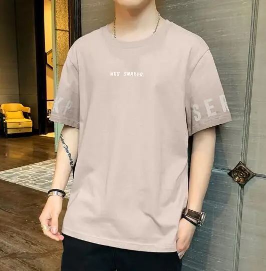 

Short Sleeve Men's Cotton T-Shirt Summer Trend Loose Round Neck T-Shirt