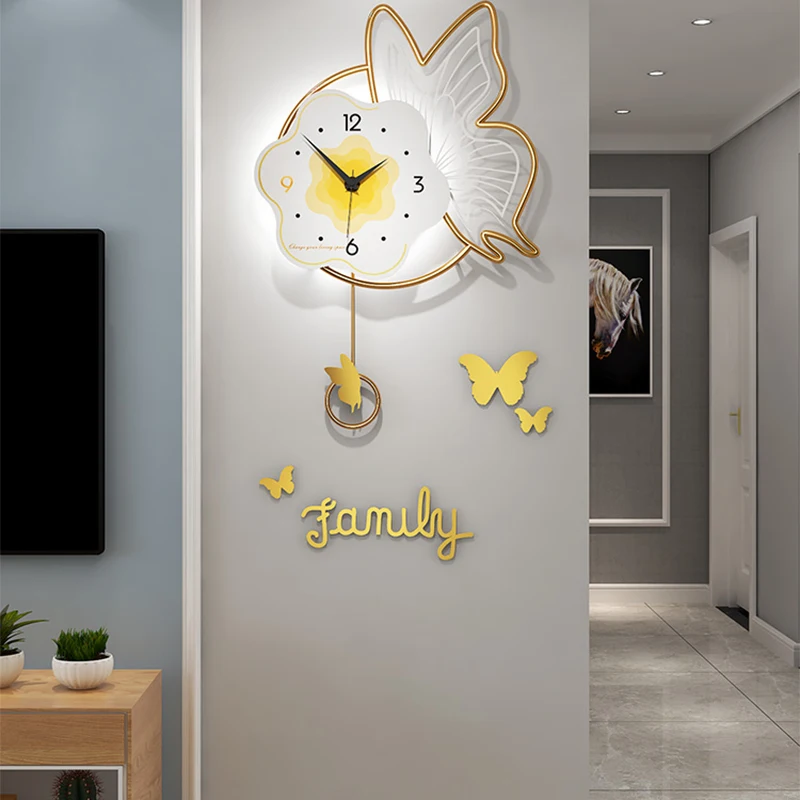 

Simple Metal Wall Clocks Nordic Bedroom Pendulum Modern Design Wall Watch Silent Living Room Stylish Fun saat Home Decoration