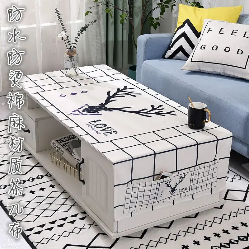 

Nordic Rectangle Coffee Tea Table Cloth Waterproof Oilproof Printed Home Protective Cover Tea Tablecloth TV Cabinet Cover Towel