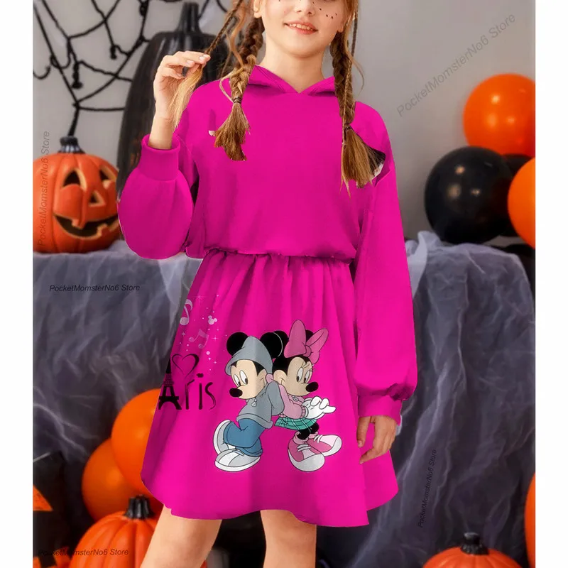 

Disney autumn and winter new children's clothing casual hoodie sweater dress print princess dress Mickey Minnie cartoon