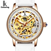 ik colouring wrist watches for women mechanical watches skeleton automatic watch rhinestones waterproof